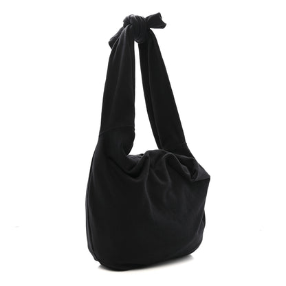 Celine Cotton Medium Knotted Logo Print Shoulder Bag Black 3 of 11