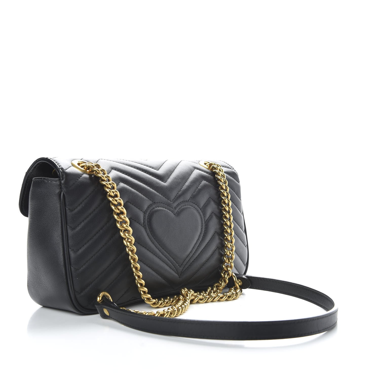 Gucci Calfskin Matelasse Small GG Marmont Shoulder Bag Black 3 of 10