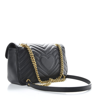 Gucci Calfskin Matelasse Small GG Marmont Shoulder Bag Black 3 of 10