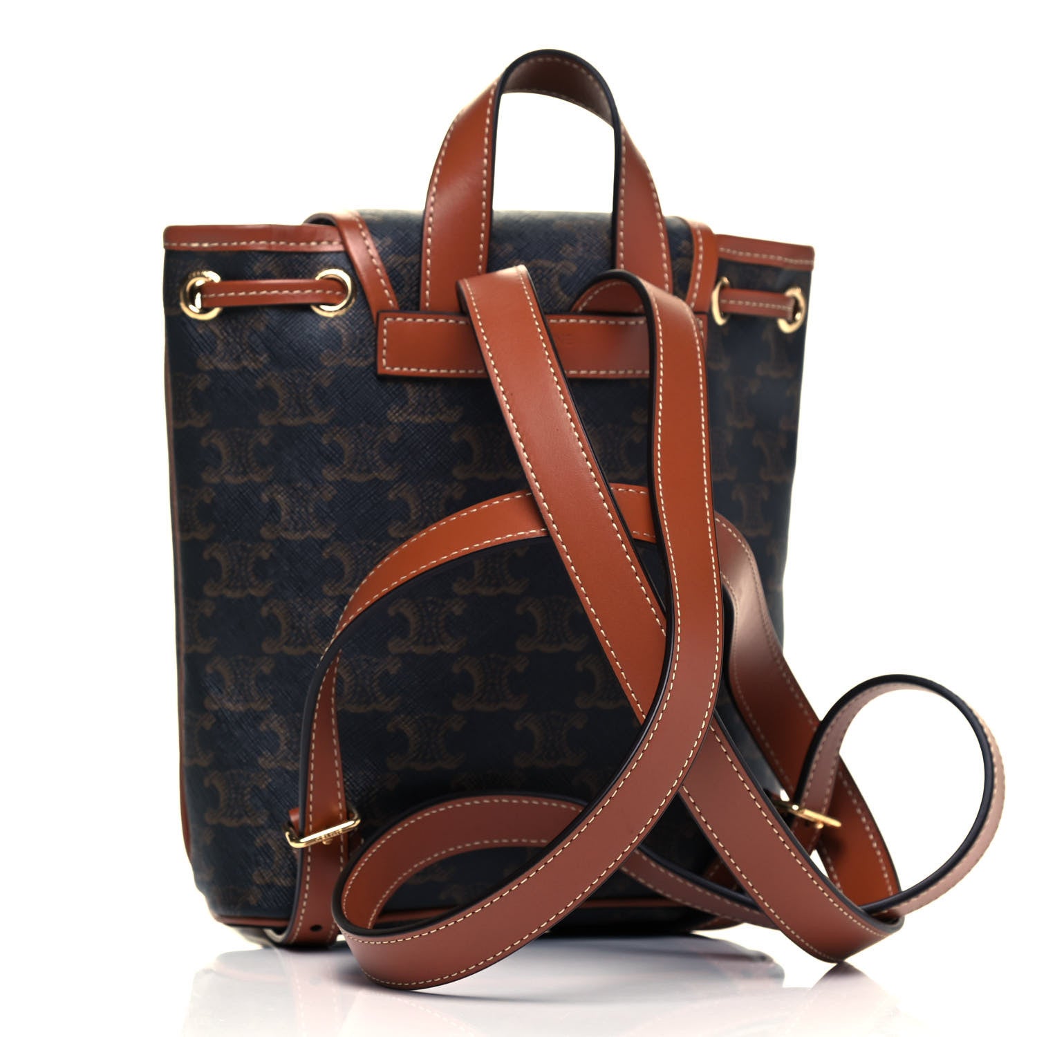 Celine Triomphe Canvas Calfskin Mini Folco Backpack Tan 3 of 9