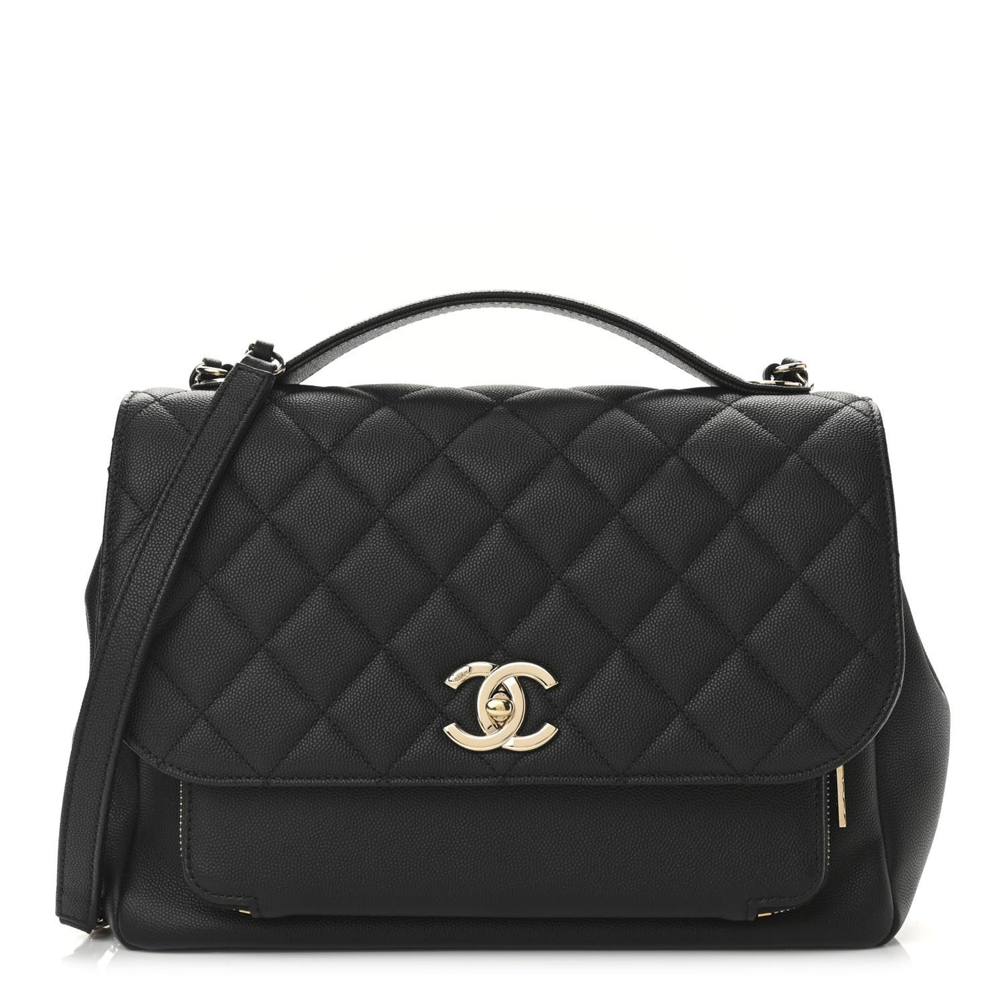 Caviar Quilted Large Business Affinity Flap Black