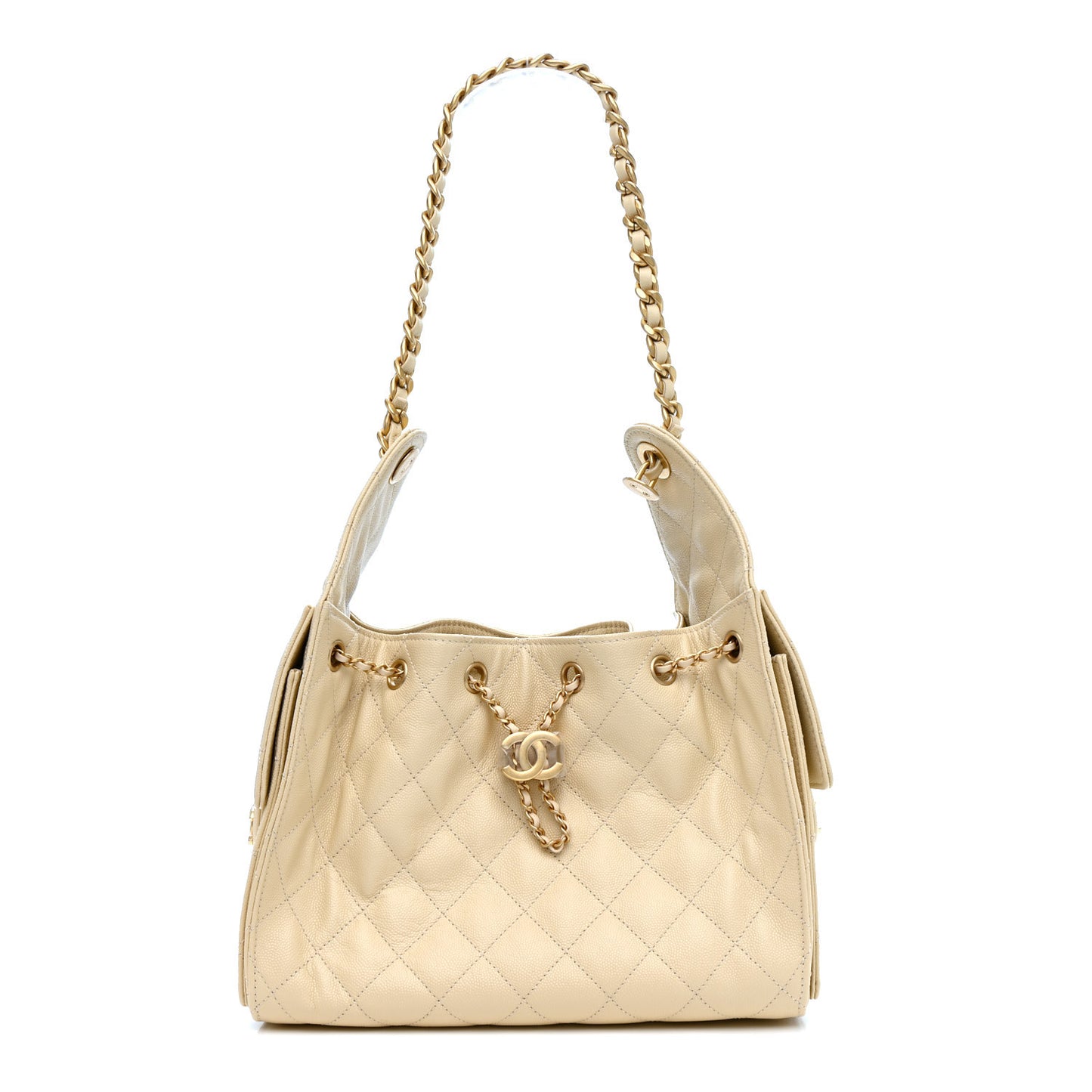 Caviar Quilted Small Chanel 25 Handbag Light Beige