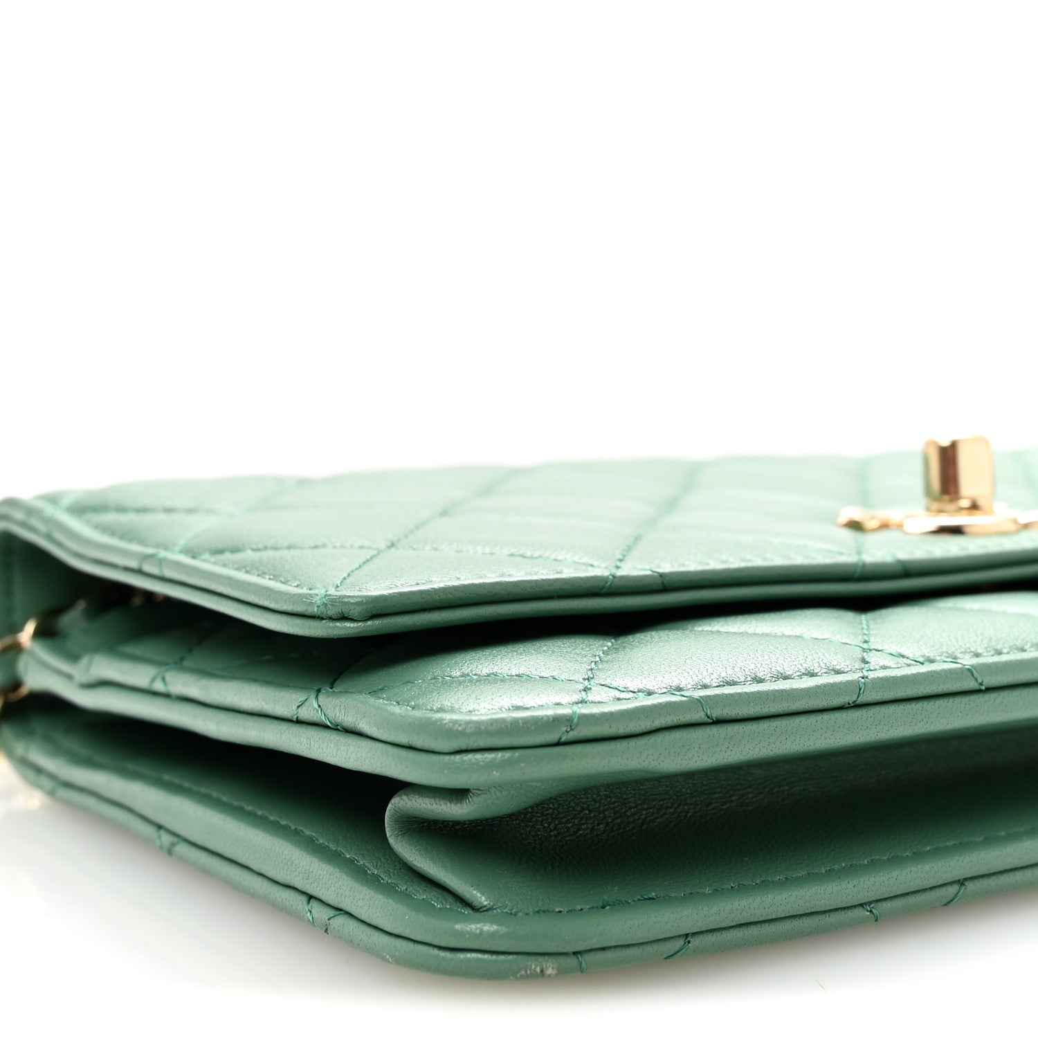 Chanel Lambskin Quilted Trendy CC Wallet On Chain WOC Green 10 of 11