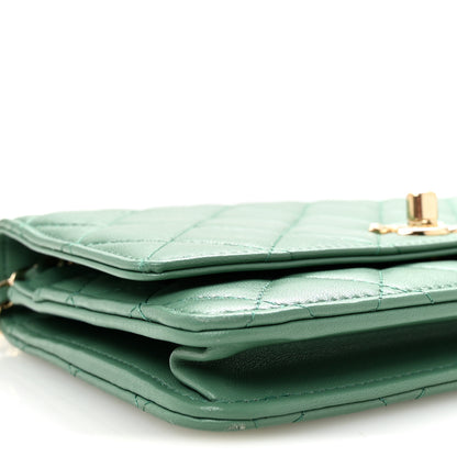 Chanel Lambskin Quilted Trendy CC Wallet On Chain WOC Green 10 of 11