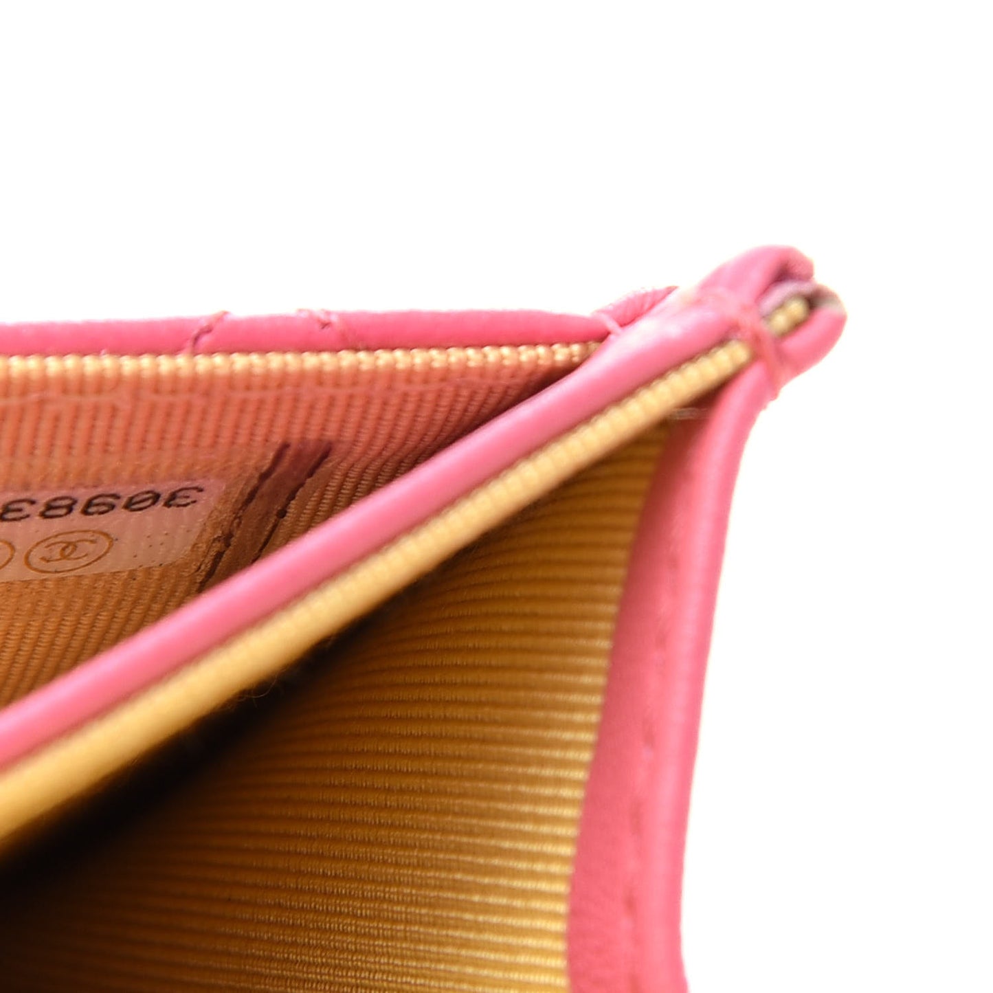 Lambskin Quilted Flap Card Holder Wallet Pink Yellow