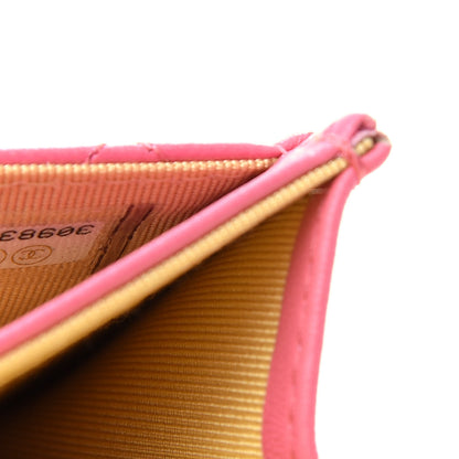 Chanel Lambskin Quilted Flap Card Holder Wallet Pink Yellow 8 of 9