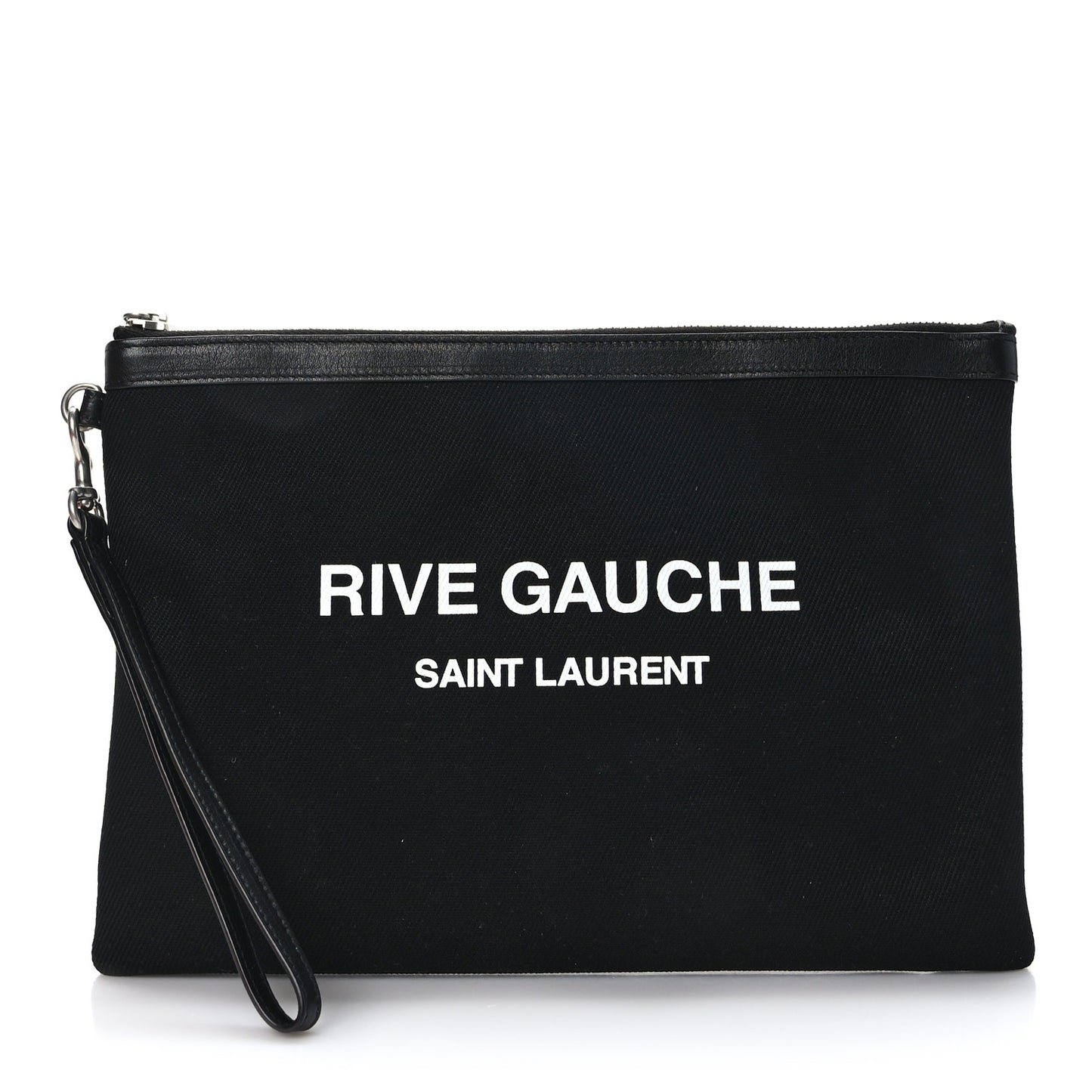 Linen Canvas Rive Gauche Zipped Pouch Black