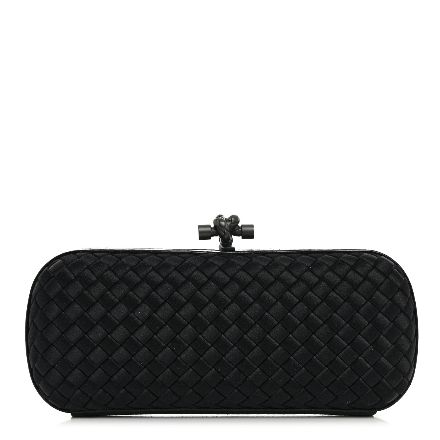 Bottega Veneta Satin Ayers Intreccio Impero Stretch Knot Clutch Black 1 of 6