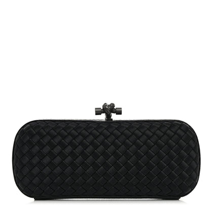 Bottega Veneta Satin Ayers Intreccio Impero Stretch Knot Clutch Black 1 of 6