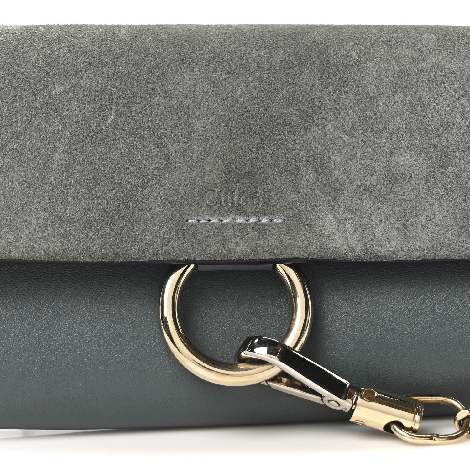 Chloe Suede Calfskin Mini Faye Shoulder Bag Cloudy Blue 8 of 10