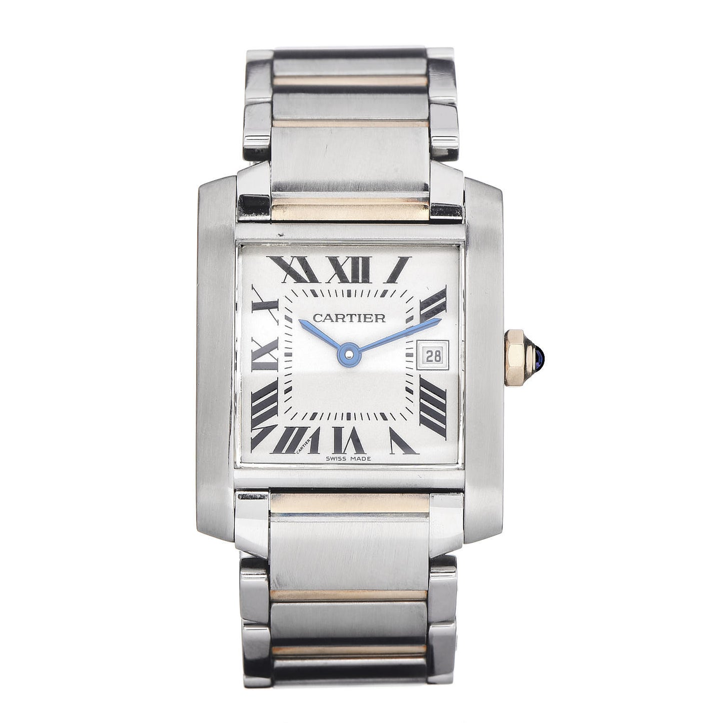Stainless Steel 18K Yellow Gold 25mm Tank Francaise Quartz Watch