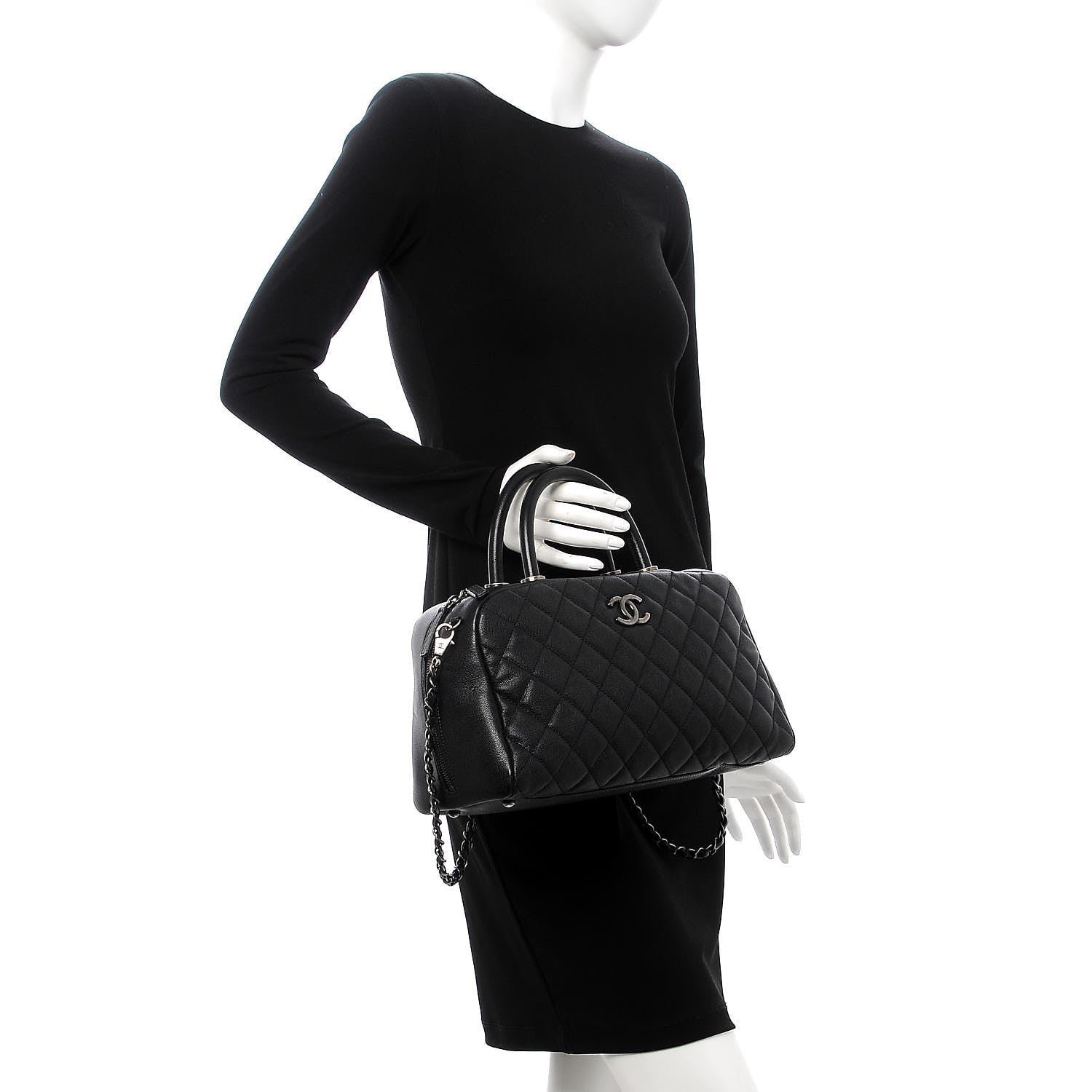 Chanel Caviar Quilted Large Coco Handle Bowling Bag Black 3 of 8