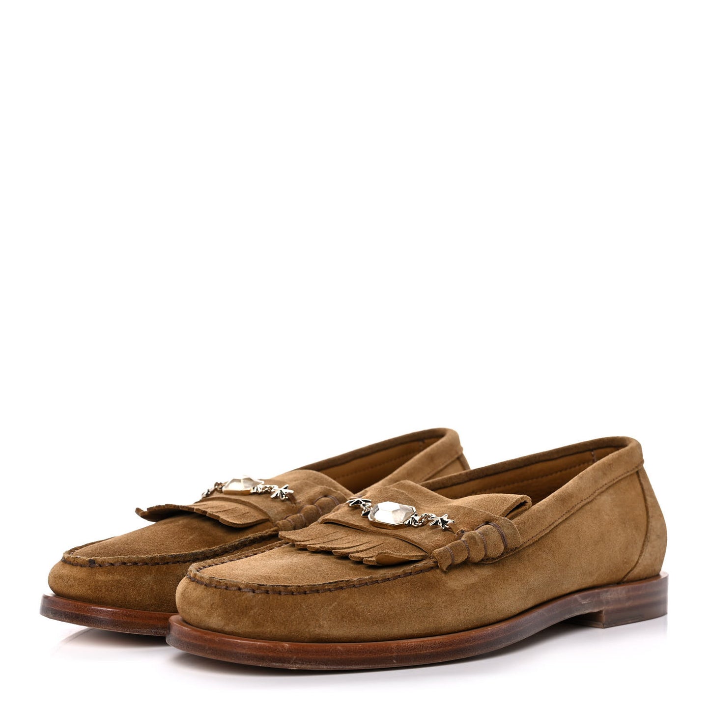 Suede Star Chain Penny Loafers 43 Tan