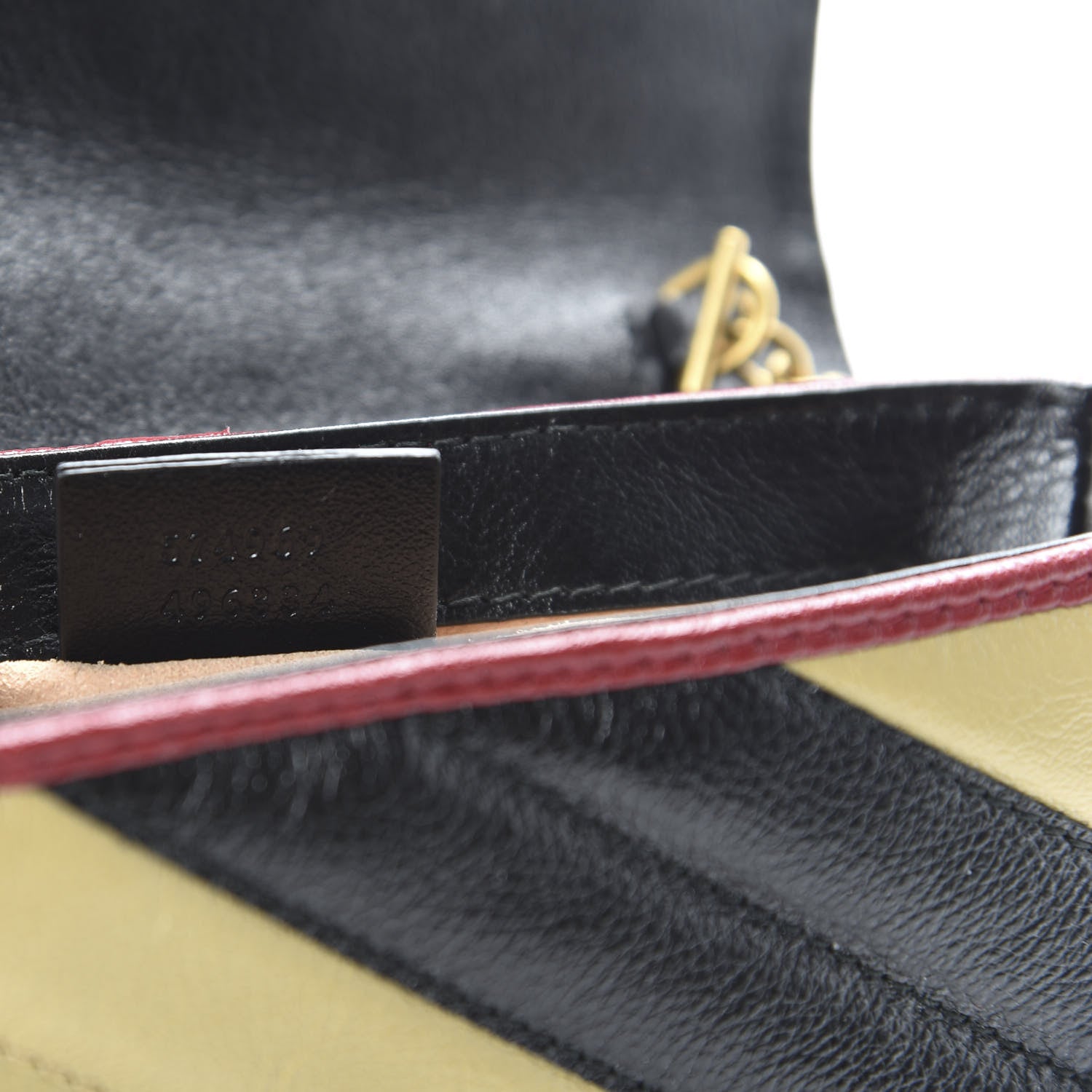 Gucci Vintage Effect Calfskin Matelasse Diagonal Striped Super Mini Torchon GG Marmont Shoulder Bag Black Beige 8 of 10