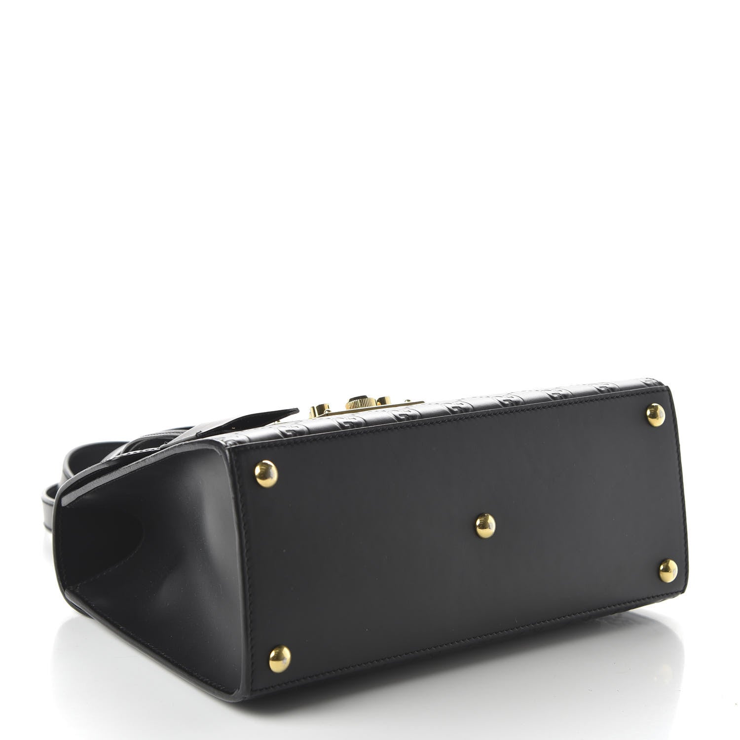 Gucci Guccissima Signature Small Padlock Top Handle Bag Black 4 of 10