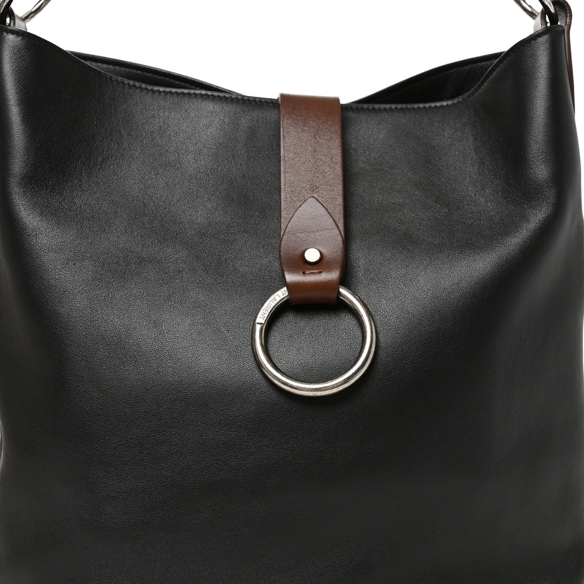 Saint Laurent Calfskin Ring Tote Black Brown 8 of 11