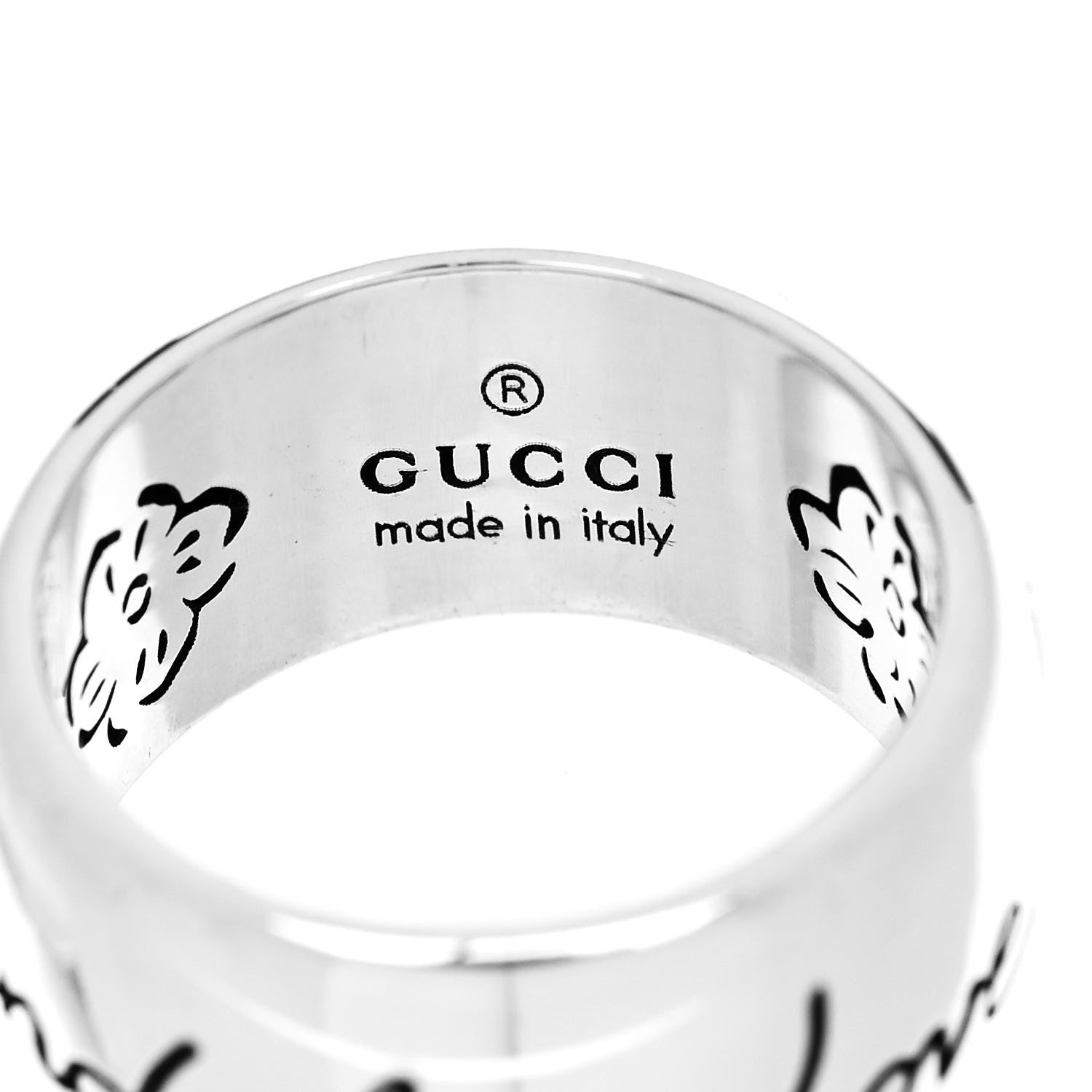 Gucci Sterling Silver Wide Blind for Love Band Ring 47 4 4 of 5
