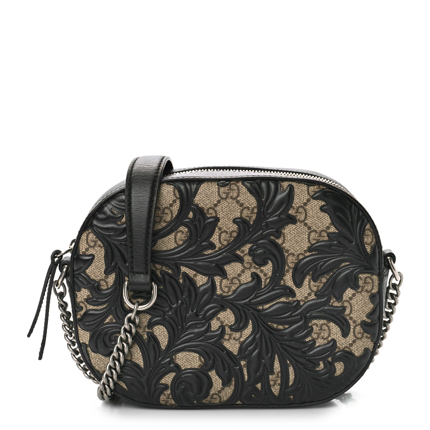Gucci GG Supreme Monogram Arabesque Mini Chain Shoulder Bag Beige Black 1 of 9