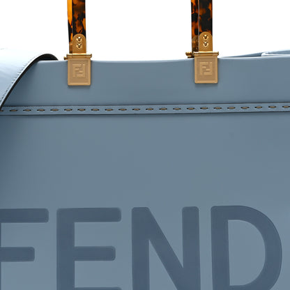 Fendi Vitello King Plexiglass Logo Embossed Medium Fendi Sunshine Shopper Tote Azzurro Baby 8 of 11