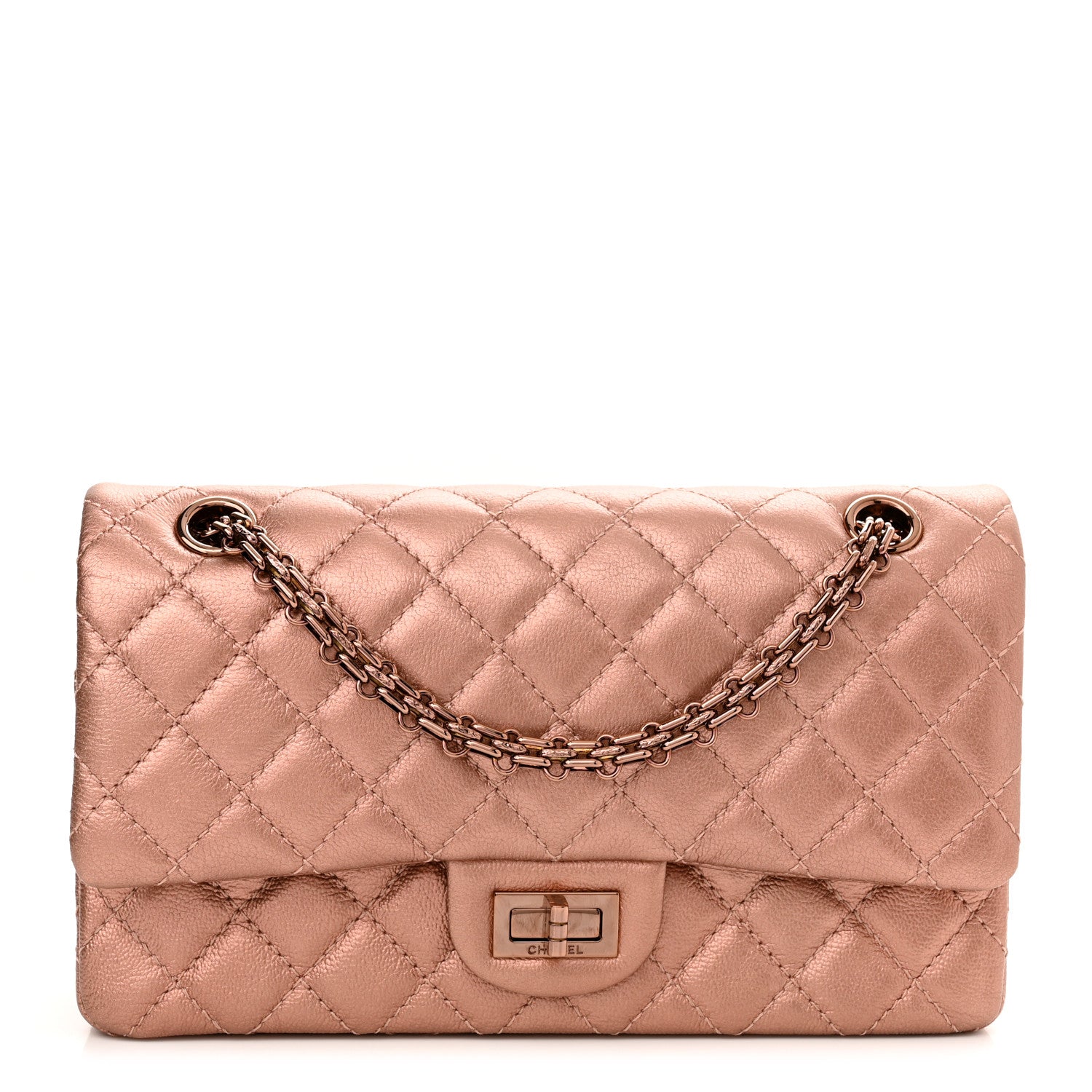 Chanel Metallic Grained Calfskin Quilted 2.55 Reissue 225 Flap Copper Pink 1 of 10