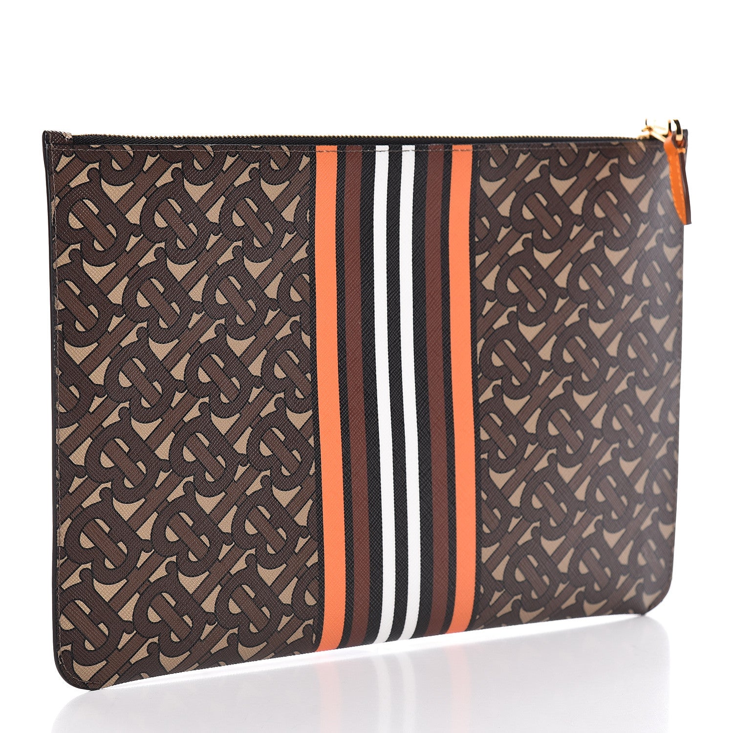 Burberry E-Canvas Monogram Stripe Zip Pouch Bridle Brown 3 of 8