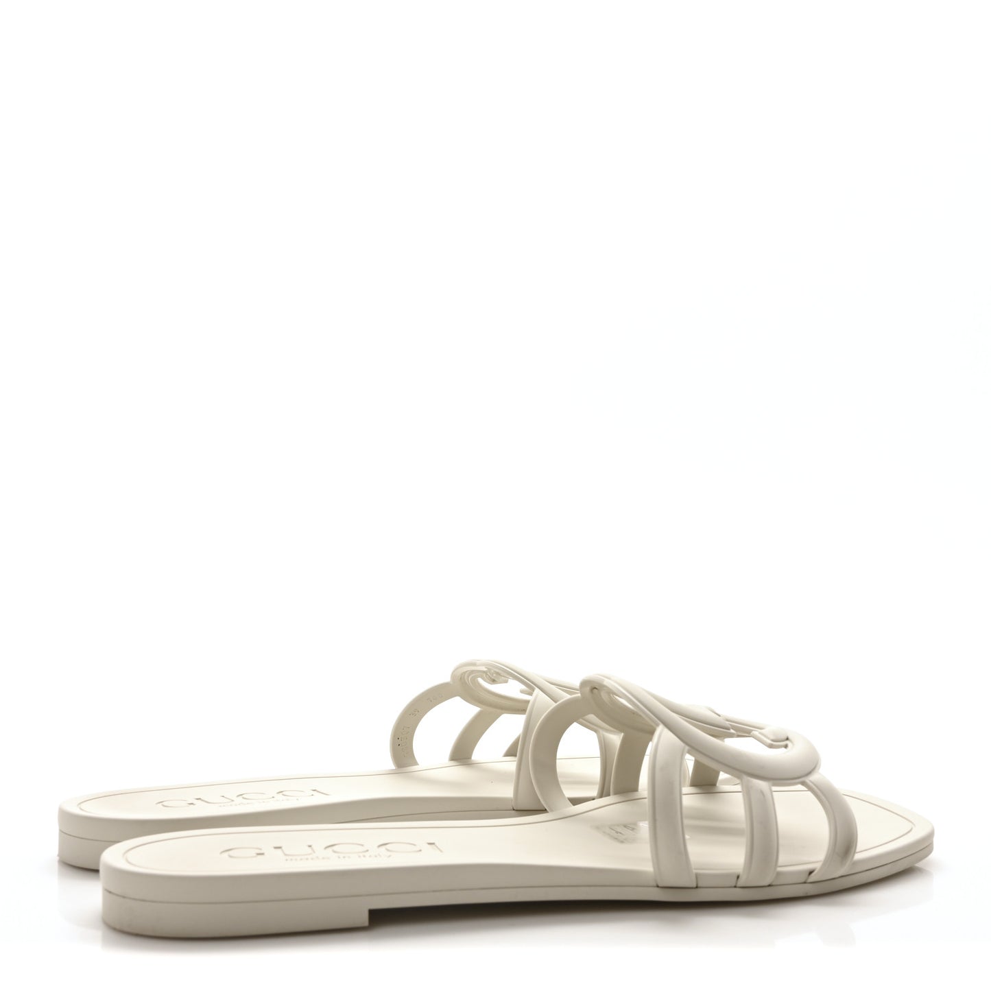Rubber Interlocking G Womens Slide Sandals 39 Mystic White