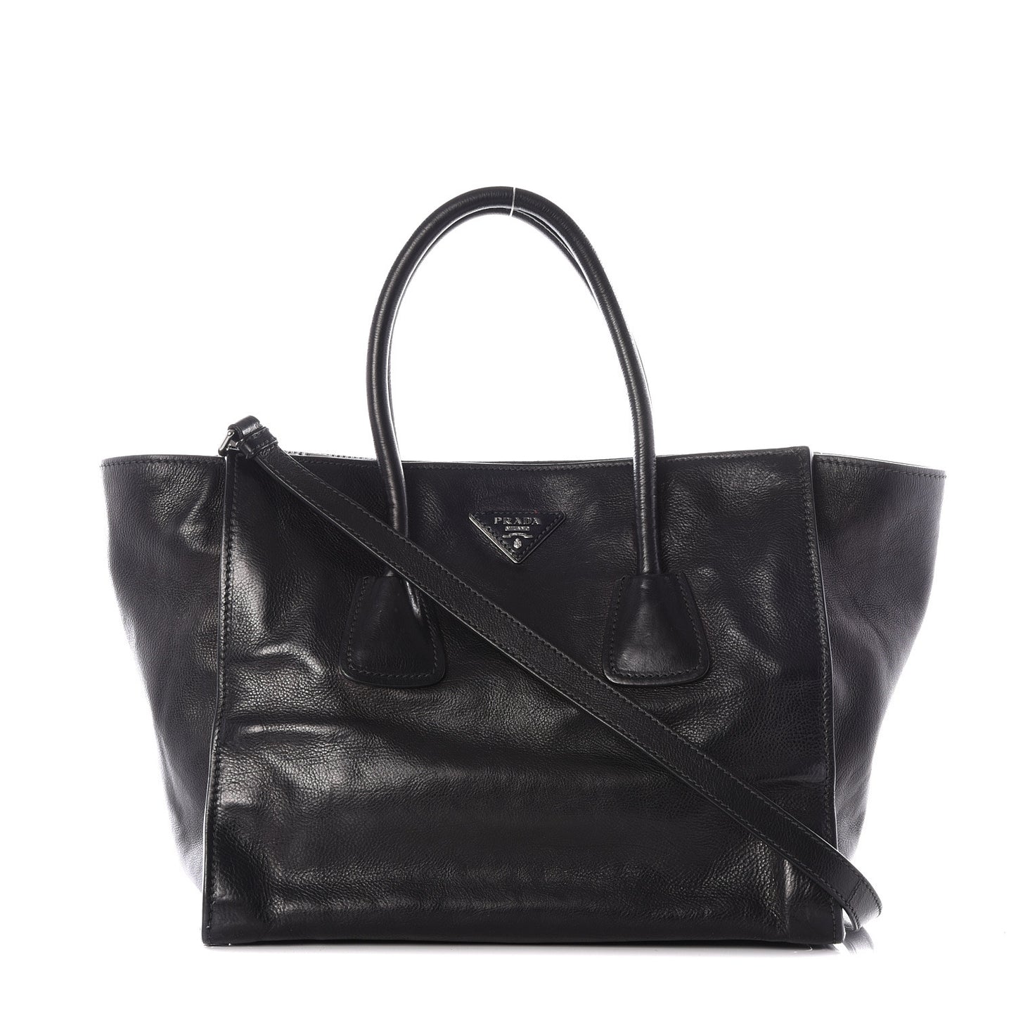 Glace Calf Twin Pocket Tote Black