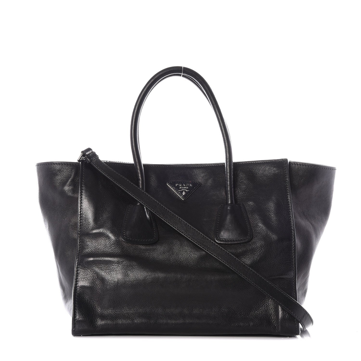 Prada Glace Calf Twin Pocket Tote Black 1 of 12