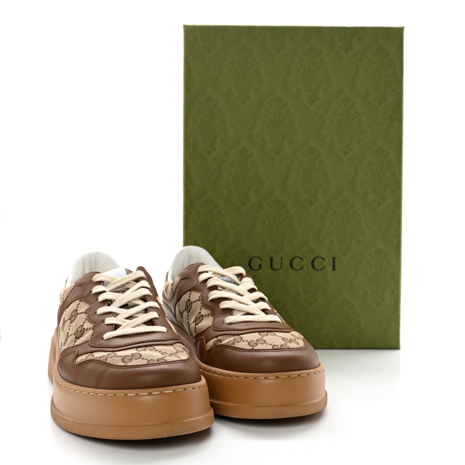 Gucci Dali Soft Calfskin GG Monogram Mens Chunky Sneakers 9 Hezelnut Beige Ebony Mystic White 13 of 13