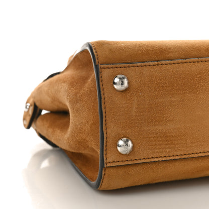 Fendi Suede Macro Stitchings Mini Peekaboo Iconic Satchel Marrone 7 of 8