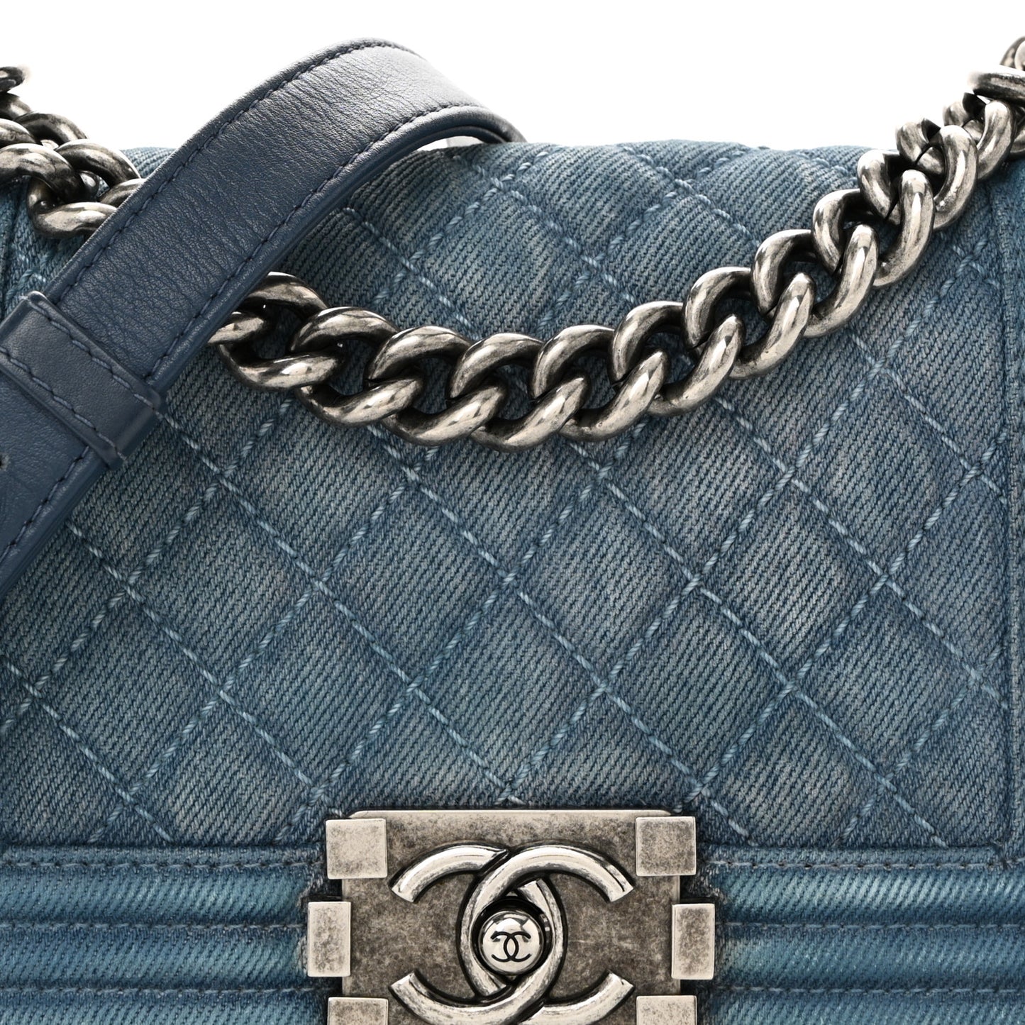 Denim Quilted Small Boy Flap Blue