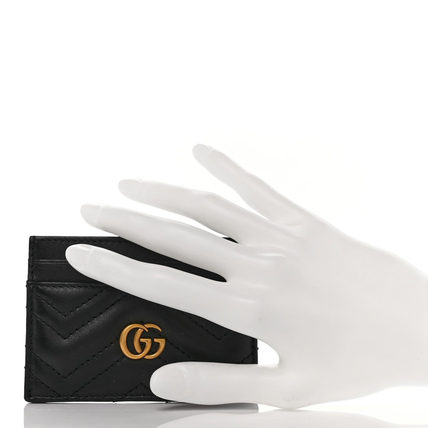 Calfskin Matelasse GG Marmont Card Holder Black