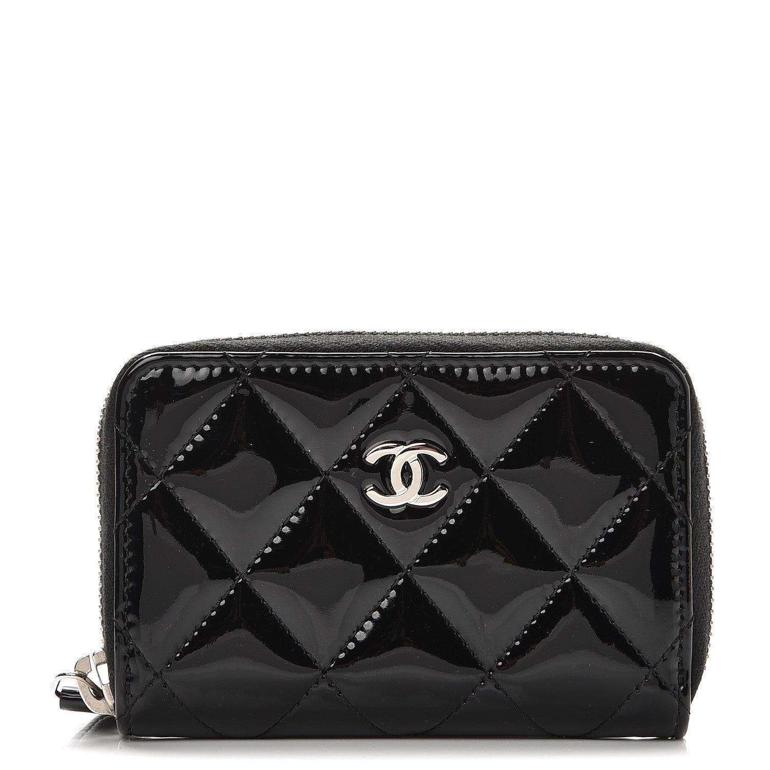 Chanel Patent Calfskin Quilted Zip Coin Purse Black 1 of 8
