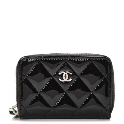 Chanel Patent Calfskin Quilted Zip Coin Purse Black 1 of 8