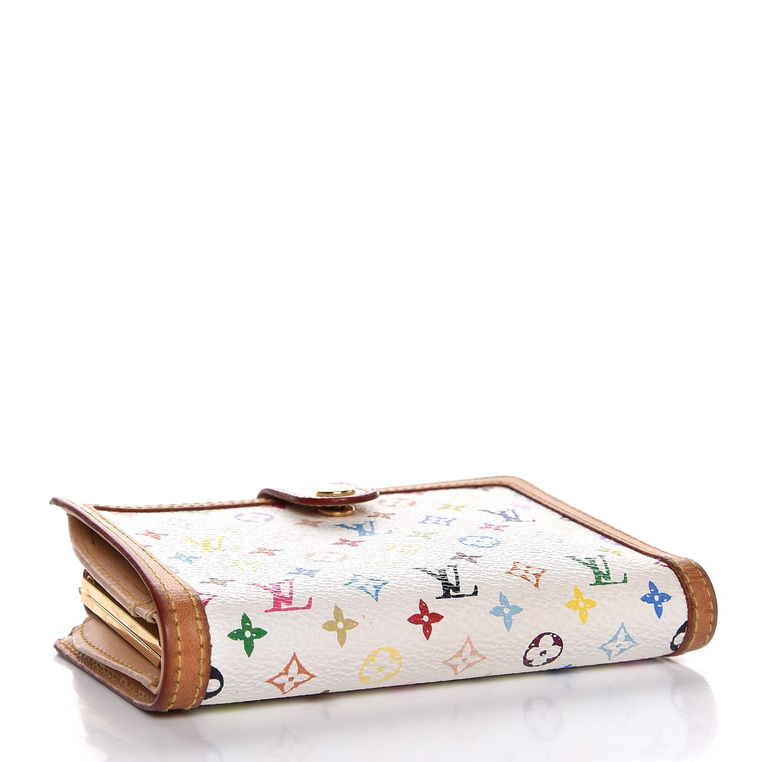 Louis Vuitton Monogram Multicolor French Purse Wallet White 4 of 14