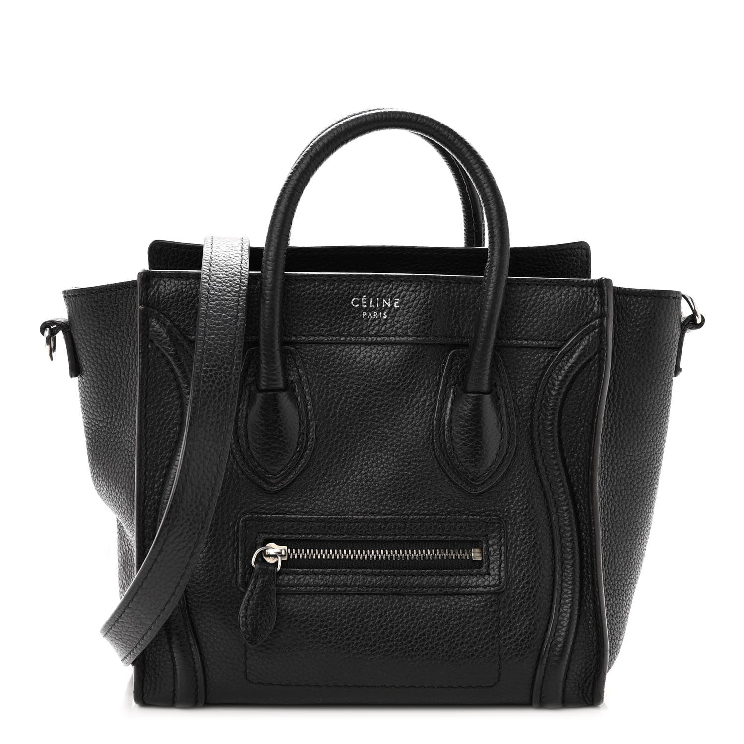 Celine Drummed Calfskin Nano Luggage Black 1 of 16