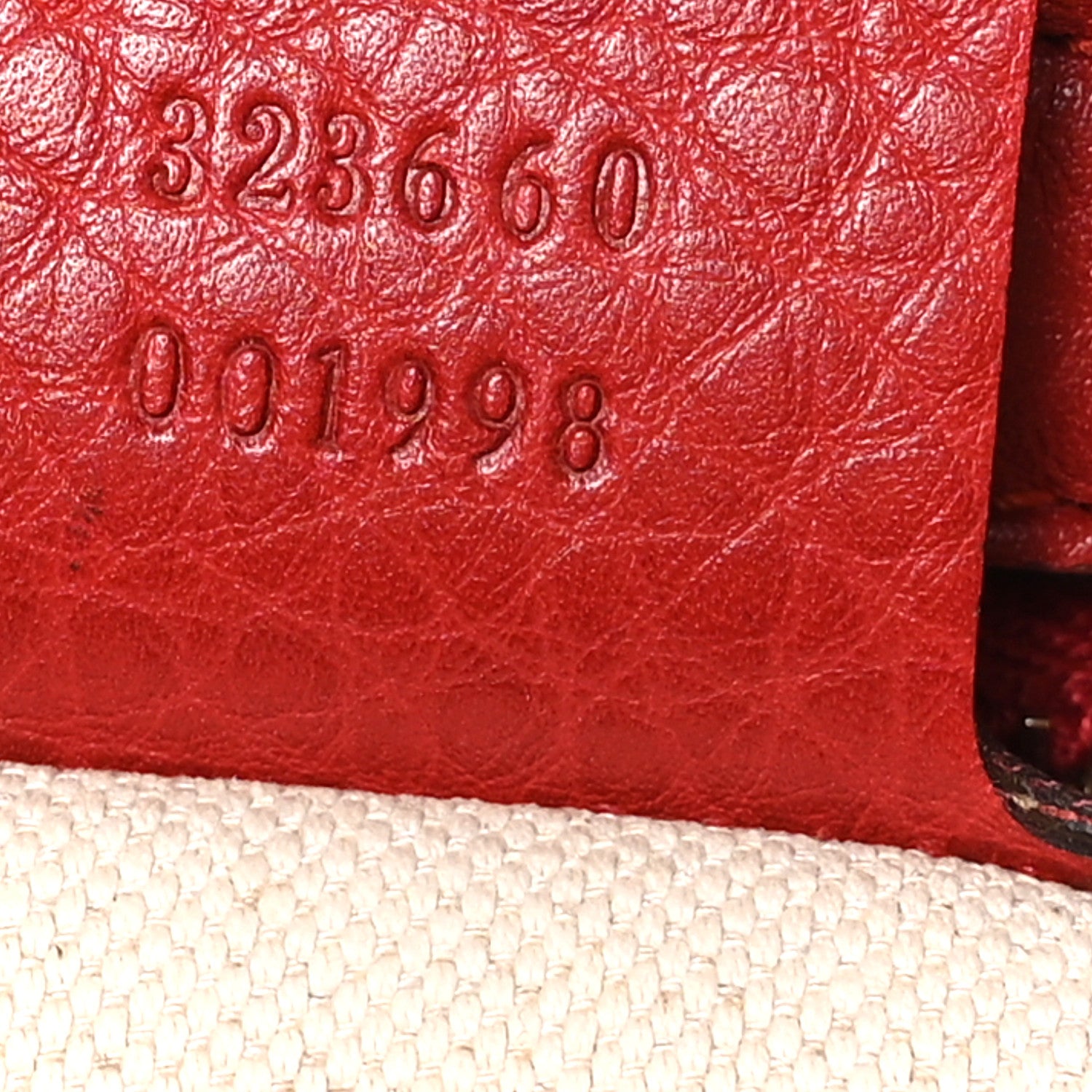 Gucci Pebbled Calfskin Medium Bamboo Shopper Tote Red 7 of 10