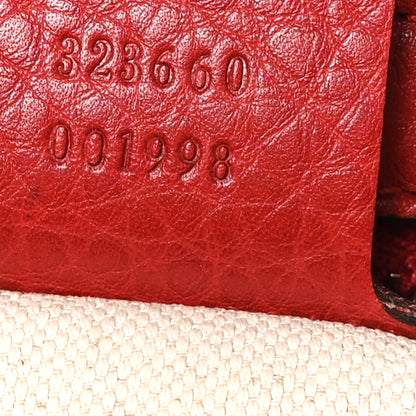 Gucci Pebbled Calfskin Medium Bamboo Shopper Tote Red 7 of 10