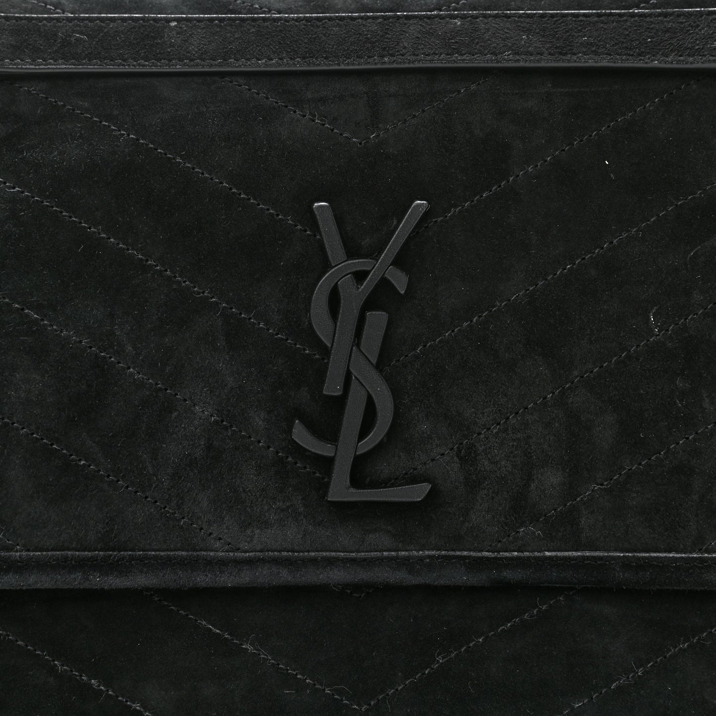 Suede Monogram Medium Niki Chain Satchel Black