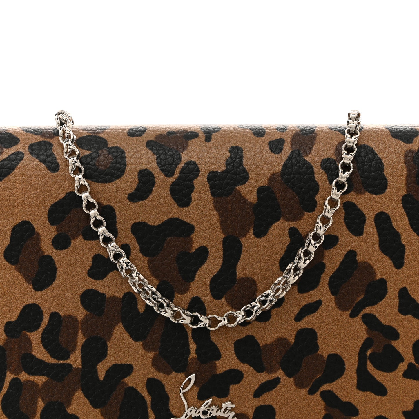 Calfskin Empire Leopard Print Boudoir Chain Wallet Caramel