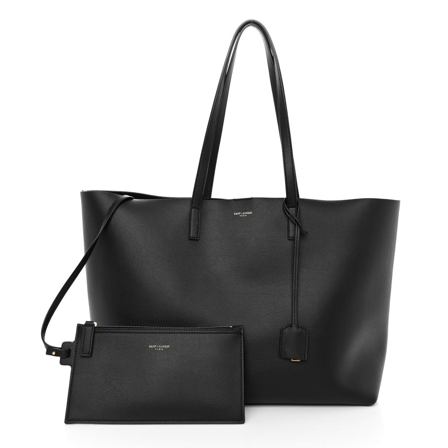 SAINT LAURENT Calfskin Large Shopping Tote Black