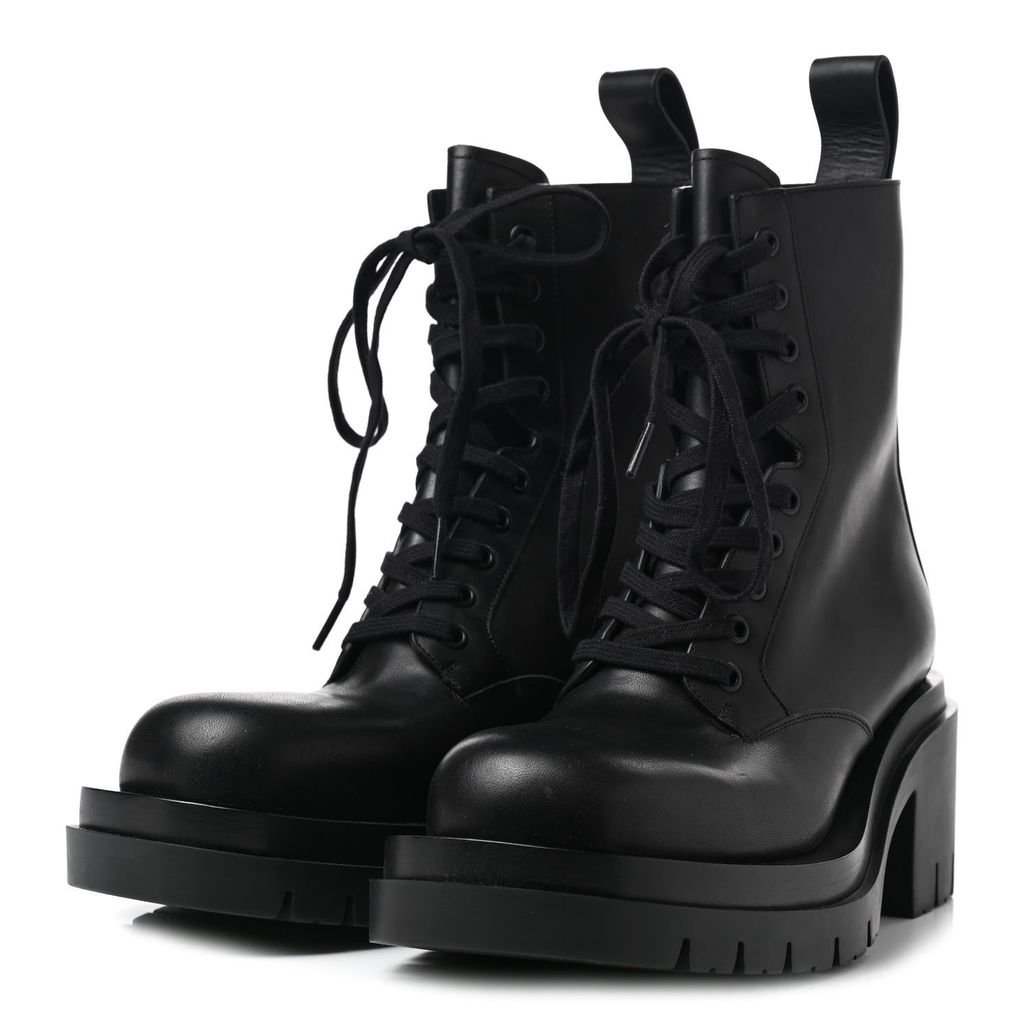 Bottega Veneta Calfskin The Lug Lace Up Ankle Boots 38.5 Black 3 of 6