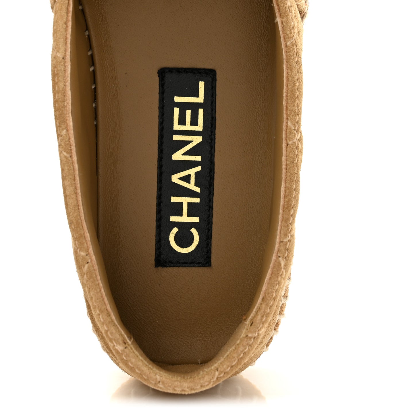 Suede Quilted CC Espadrilles 37 Beige Black