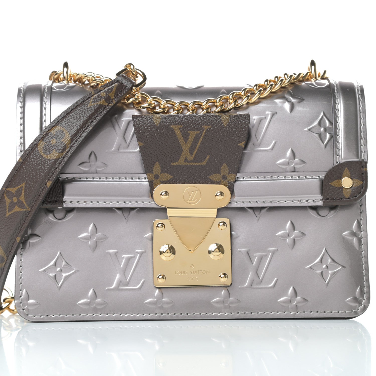 Louis Vuitton Vernis Epi Monogram Wynwood Metallic Taupe Grey 8 of 11