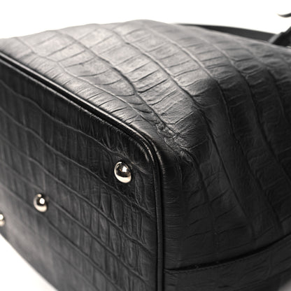 Saint Laurent Calfskin Crocodile Embossed Large Emmanuelle Bucket Bag Black 10 of 12