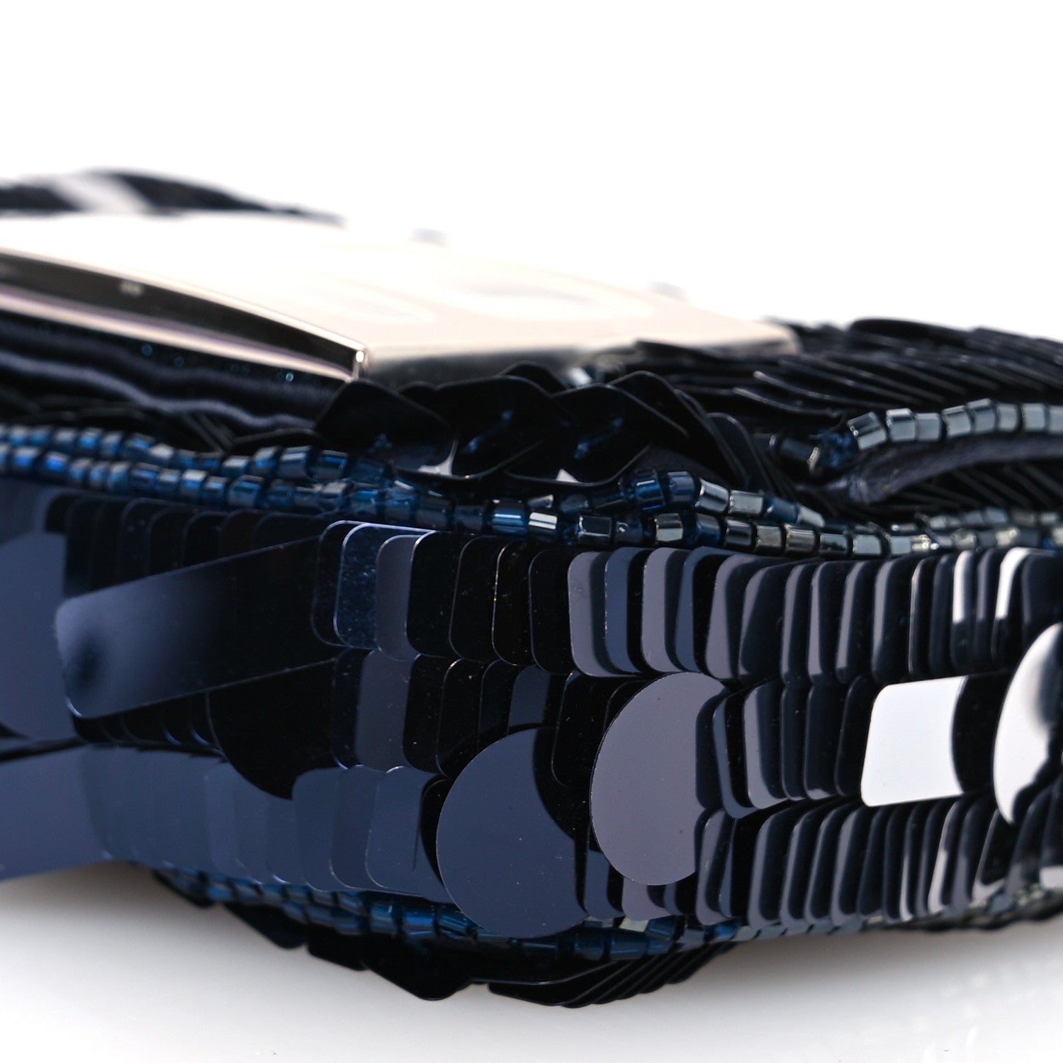 Fendi Sequin Paillettes Shiny Nappa Sex and the City Nano Maxi Buckle Baguette Charm Blue 11 of 14