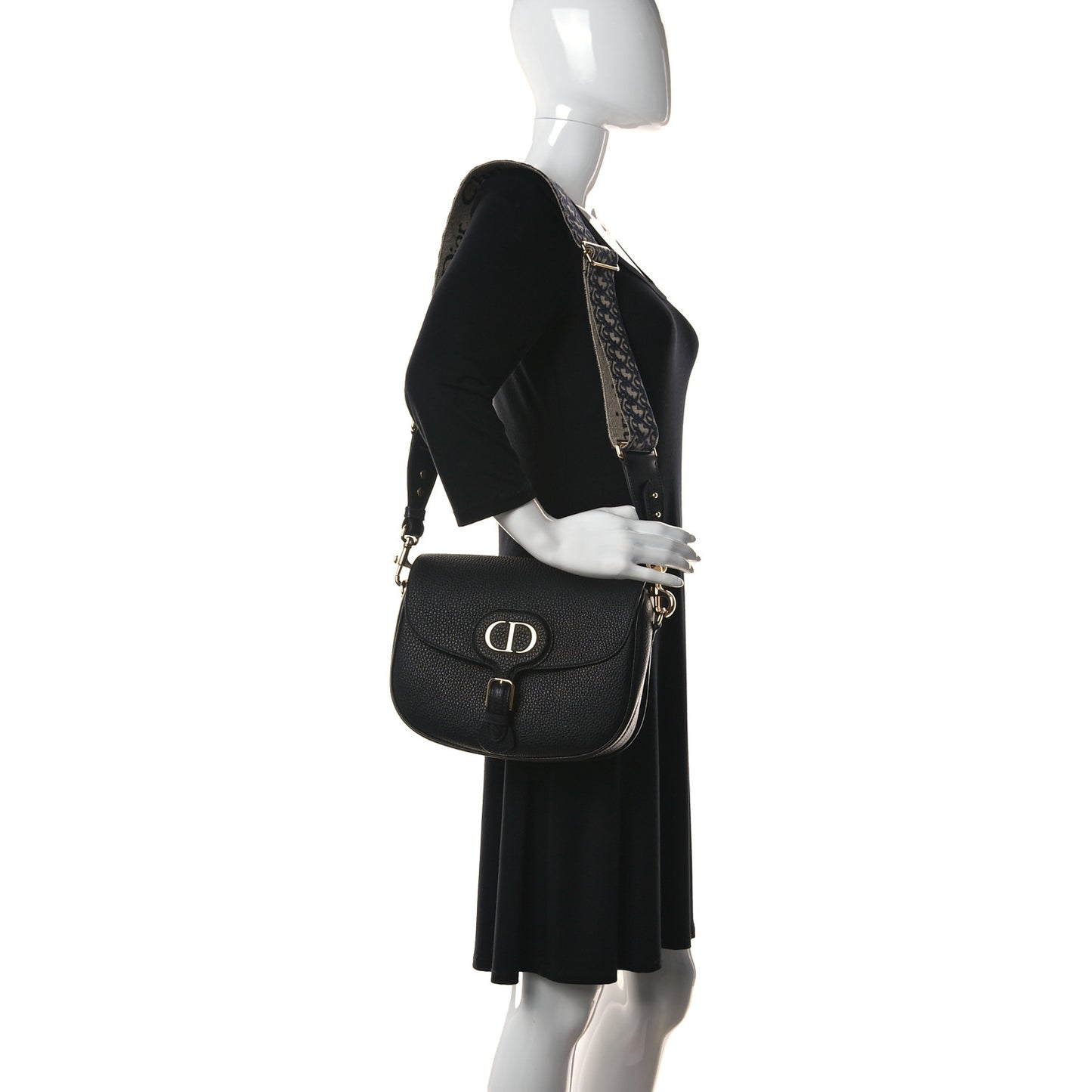 Grained Calfskin Large Bobby Flap Black