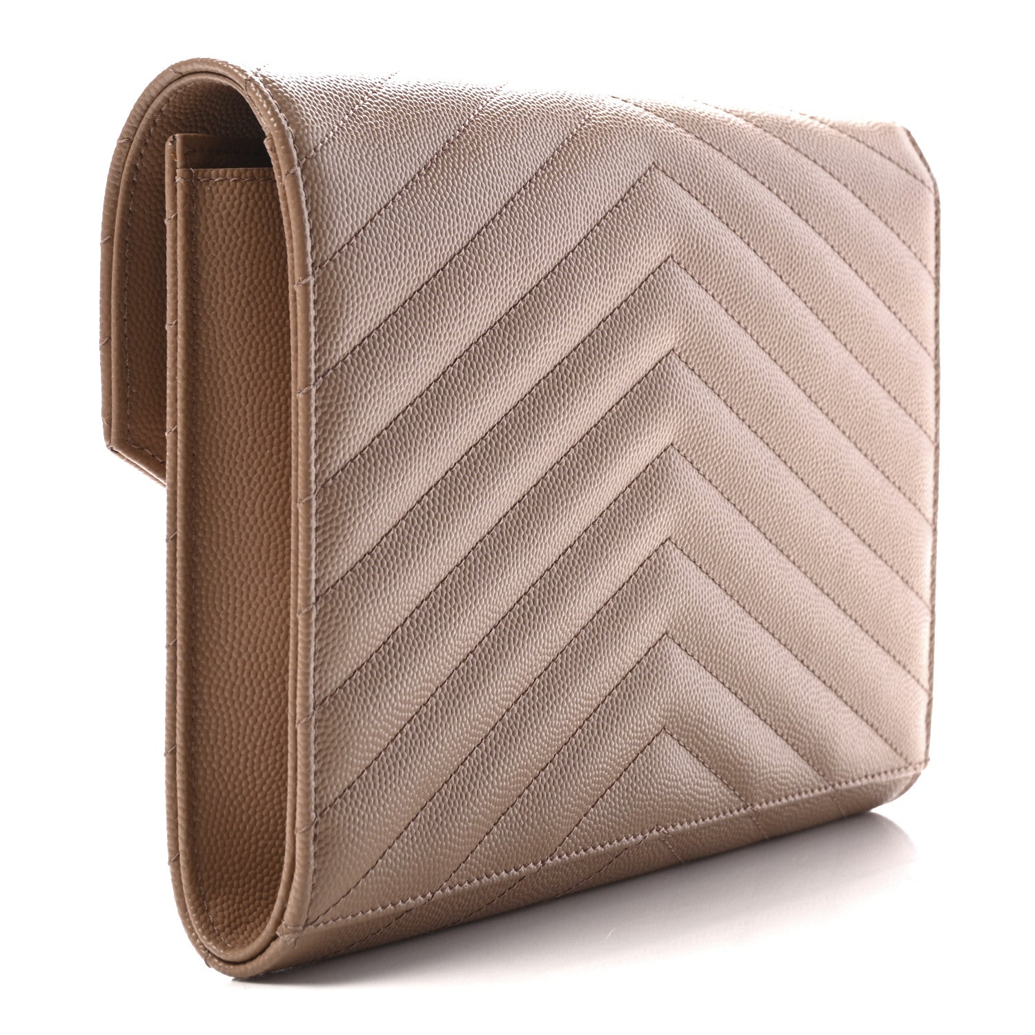 Saint Laurent Grain De Poudre Matelasse Chevron Monogram Envelope Clutch Vintage Peach 3 of 9