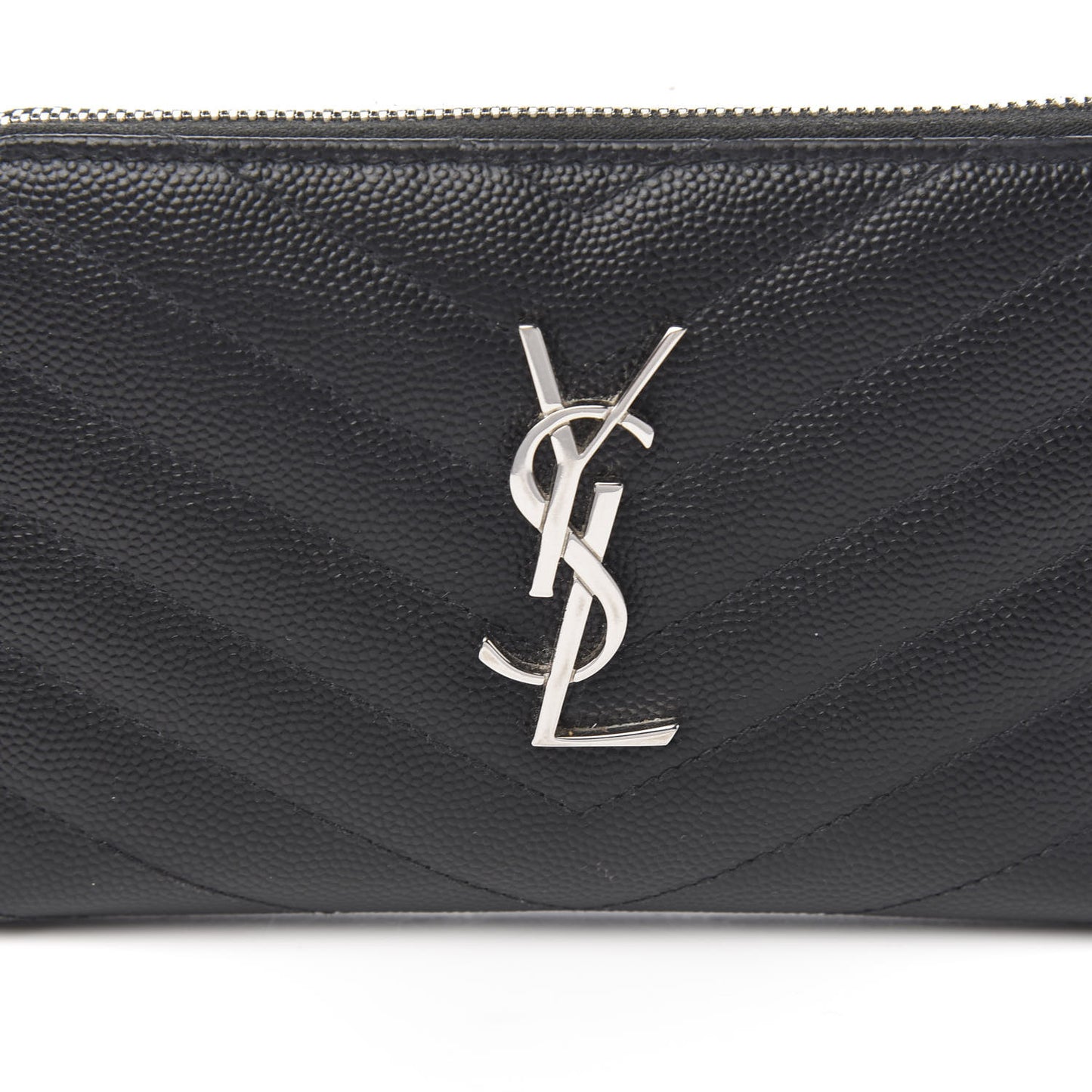 Grain De Poudre Matelasse Chevron Monogram Small Zip Around Wallet Black