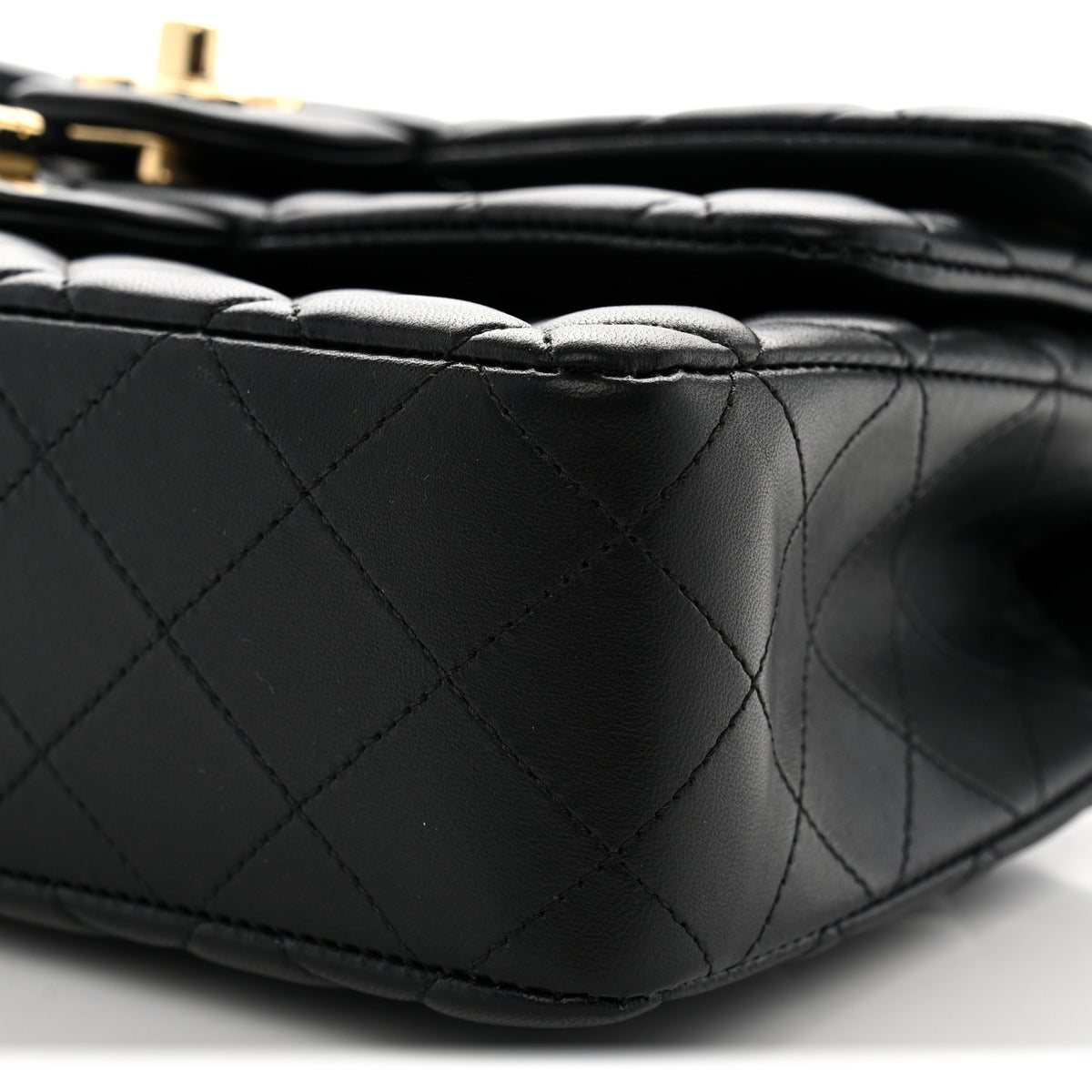 Lambskin Quilted Layered Flap Bag Black